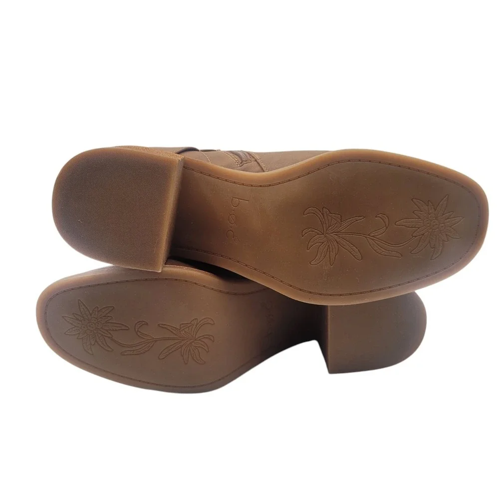 BOC Born Bonny Ankle Booties Brown Leather‎ Block Heels Womens Size US 9